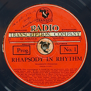 Rhapsody in Rhythm - Pgm 1 label
